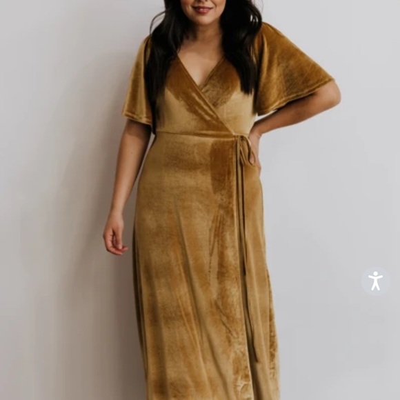 NWT Baltic Born Meghan Gold Velvet Wrap Maxi Dress - Picture 2 of 11